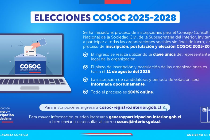 Consejo Nacional de la Sociedad Civil Subsecretaría del Interior: Llamado público a inscripción de Organizaciones al registro